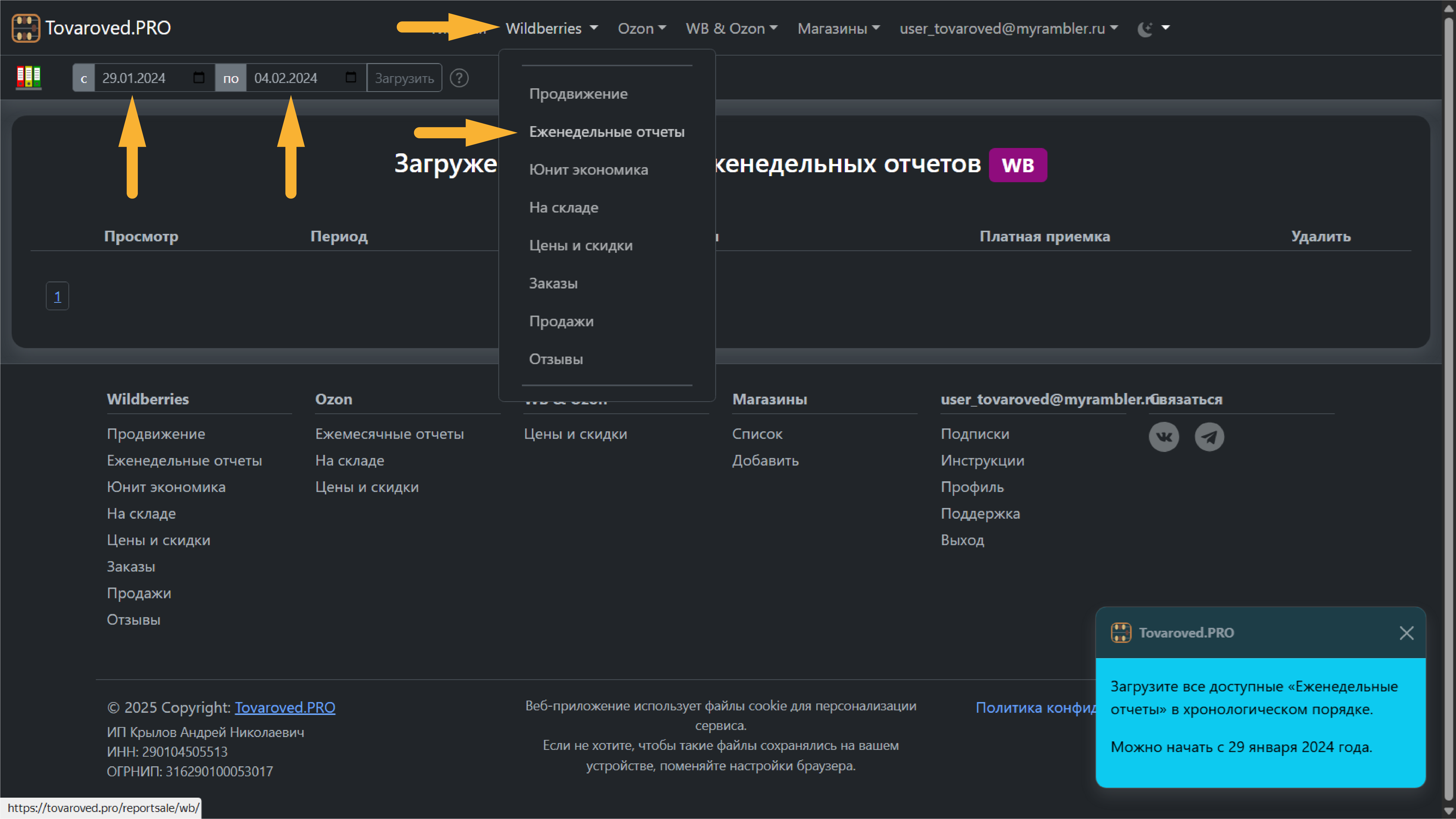 Еженедельные отчеты